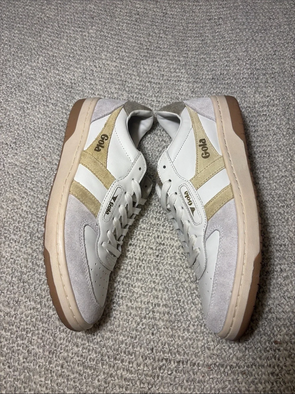 Gola Hawk Sneakers Women’s Size 8 White Gold Leather Suede Retro Trainers